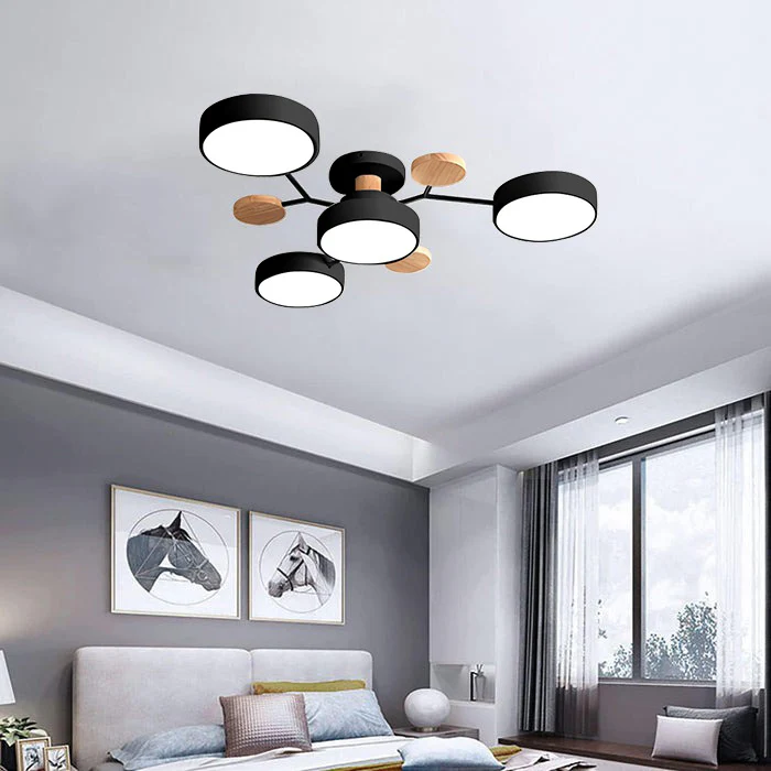 Stilvoller Runder LED-Kronleuchter Aus Eisen für Halbeinbau