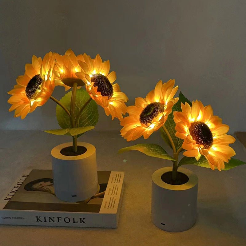 Funkelnde LED-Tischlampe im Sonnenblumen-Design – Strahlende Wohnakzente