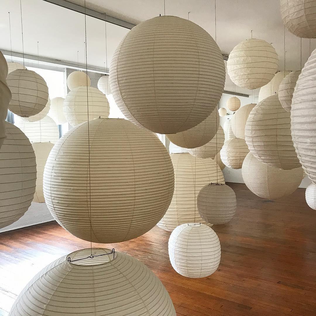 Mid-Century Papier Pendelleuchte | Kugelform