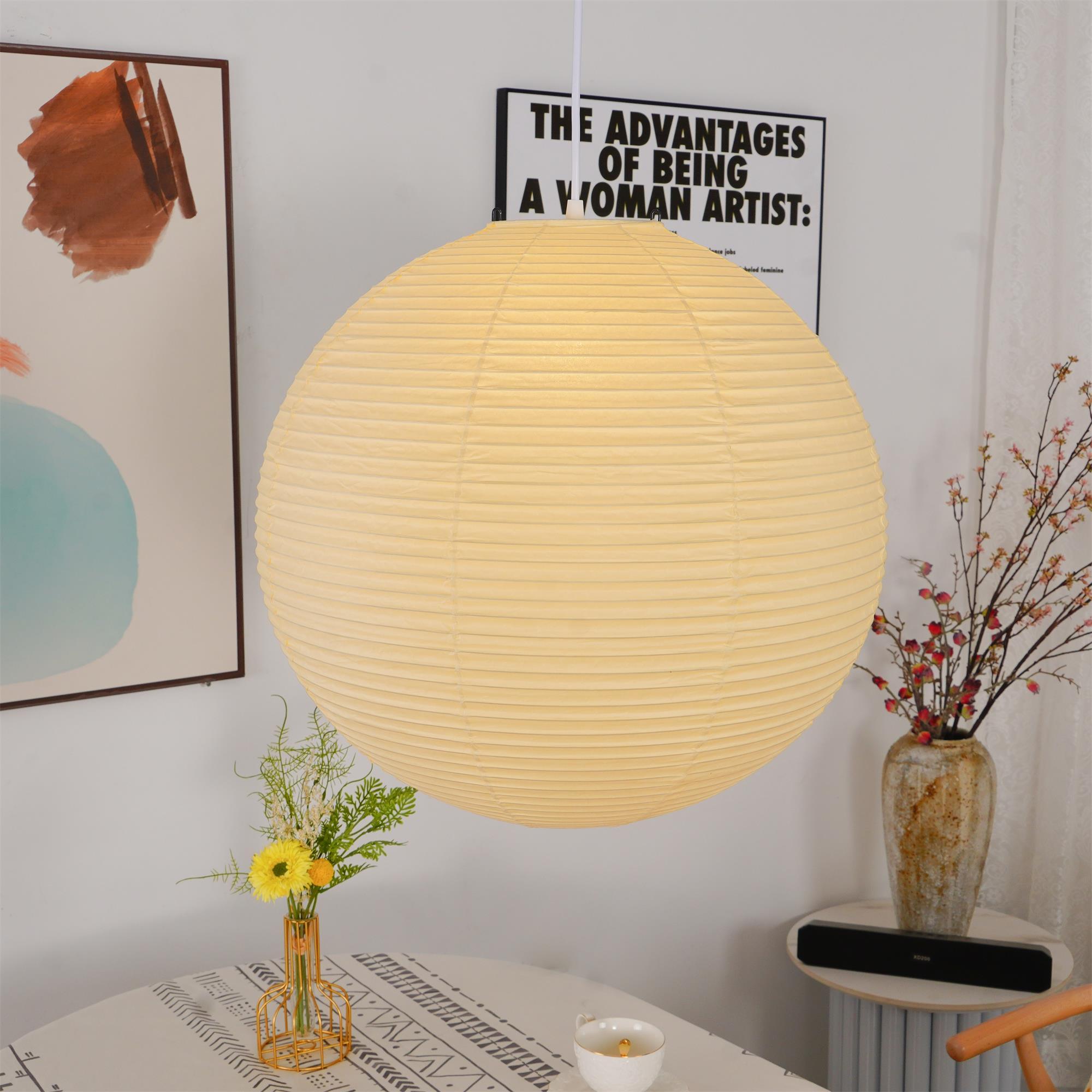 Mid-Century Papier Pendelleuchte | Kugelform