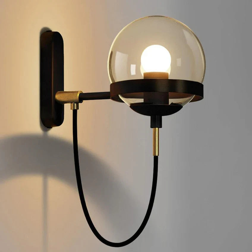 Glaskugel Wandlampe | Modern Minimalistisch Gold & Schwarz