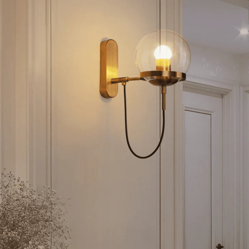 Glaskugel Wandlampe | Modern Minimalistisch Gold & Schwarz