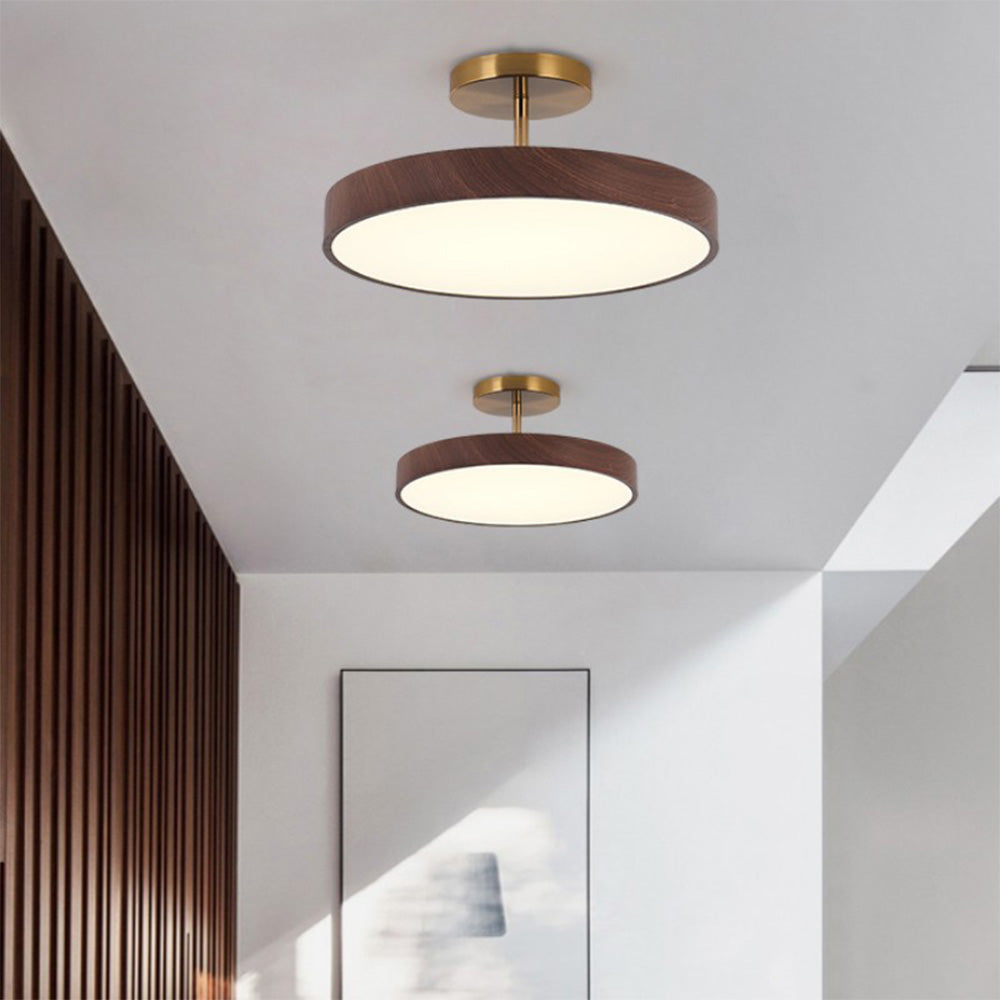 Halb Eingelassene Deckenlampe aus Holz mit Integrierter LED