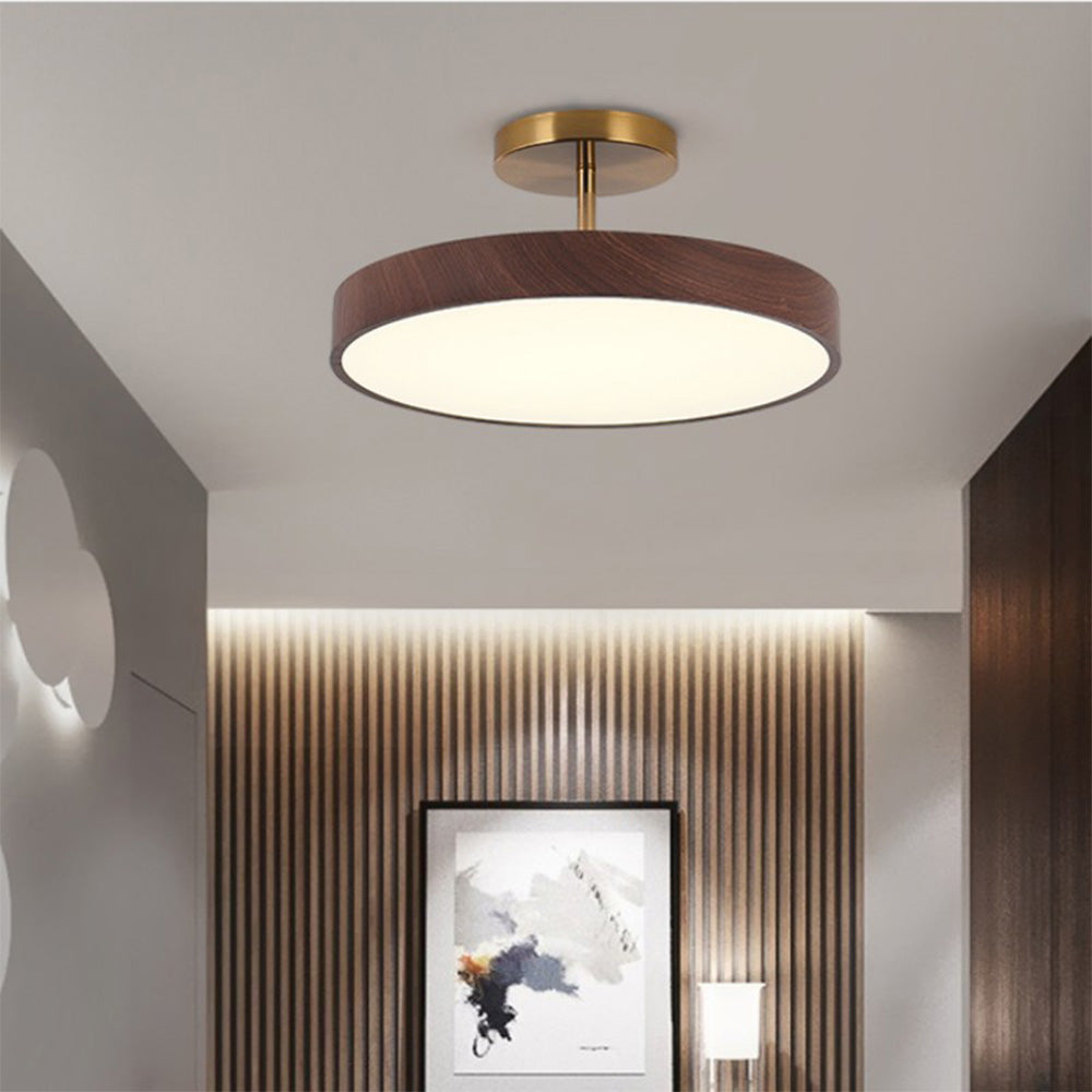 Halb Eingelassene Deckenlampe aus Holz mit Integrierter LED