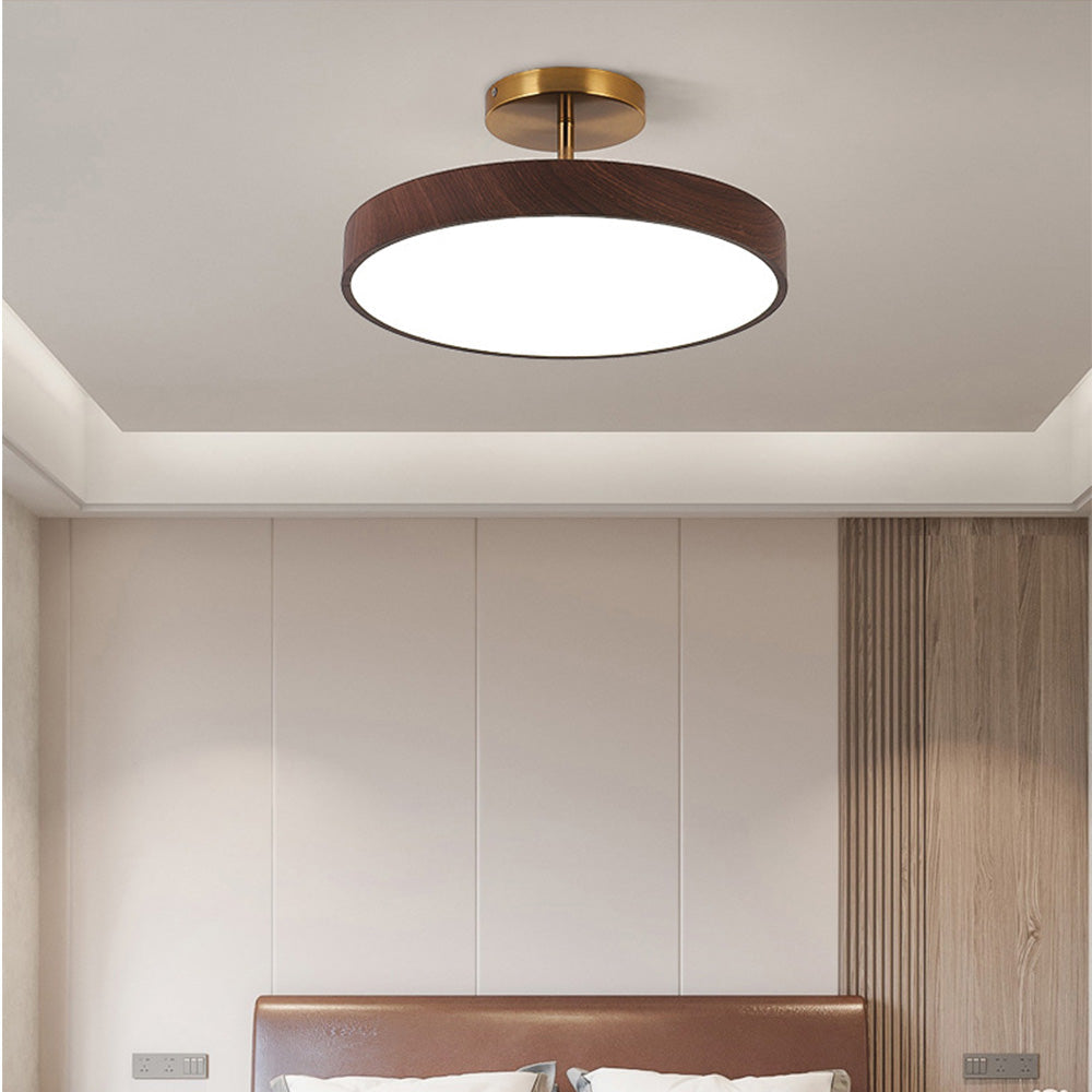 Halb Eingelassene Deckenlampe aus Holz mit Integrierter LED