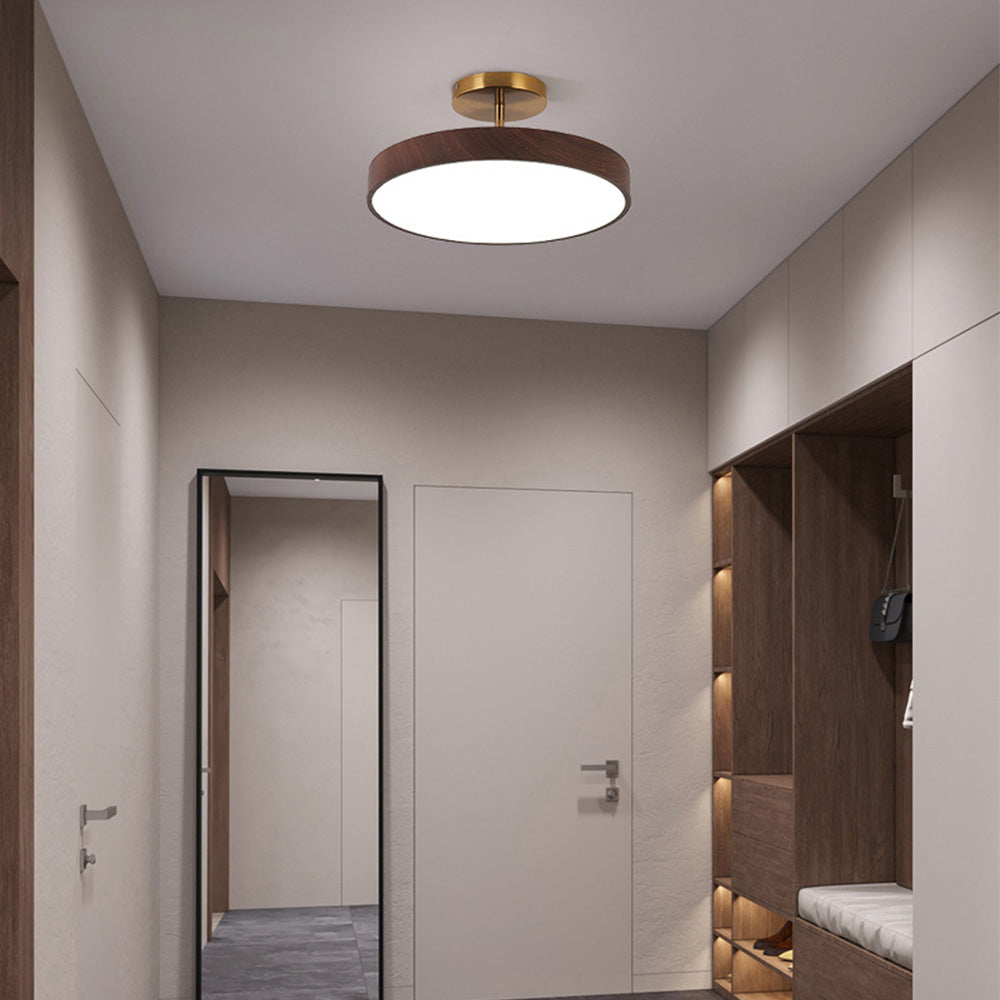 Halb Eingelassene Deckenlampe aus Holz mit Integrierter LED