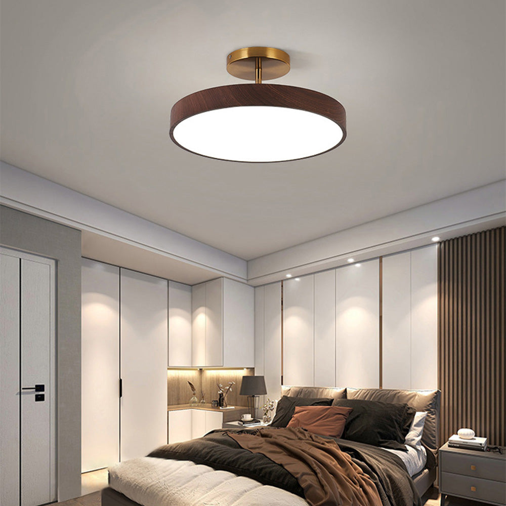 Halb Eingelassene Deckenlampe aus Holz mit Integrierter LED