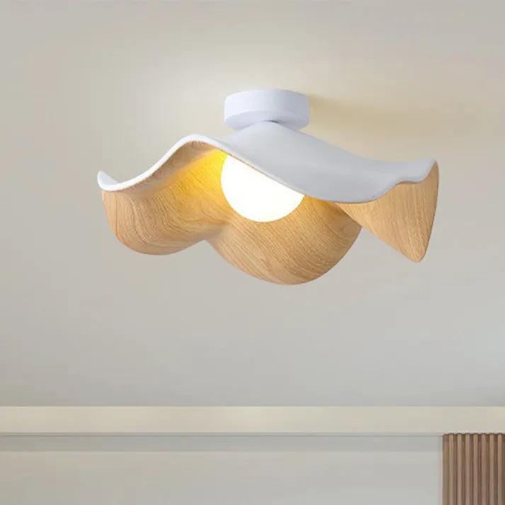 Lotus Holz & Harz LED Deckenlampe | Skandinavischer Stil