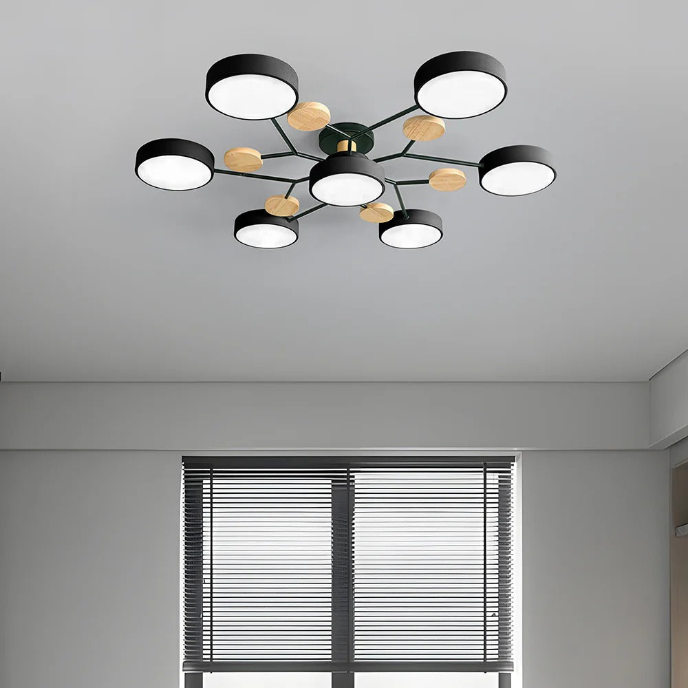 Stilvoller Runder LED-Kronleuchter Aus Eisen für Halbeinbau
