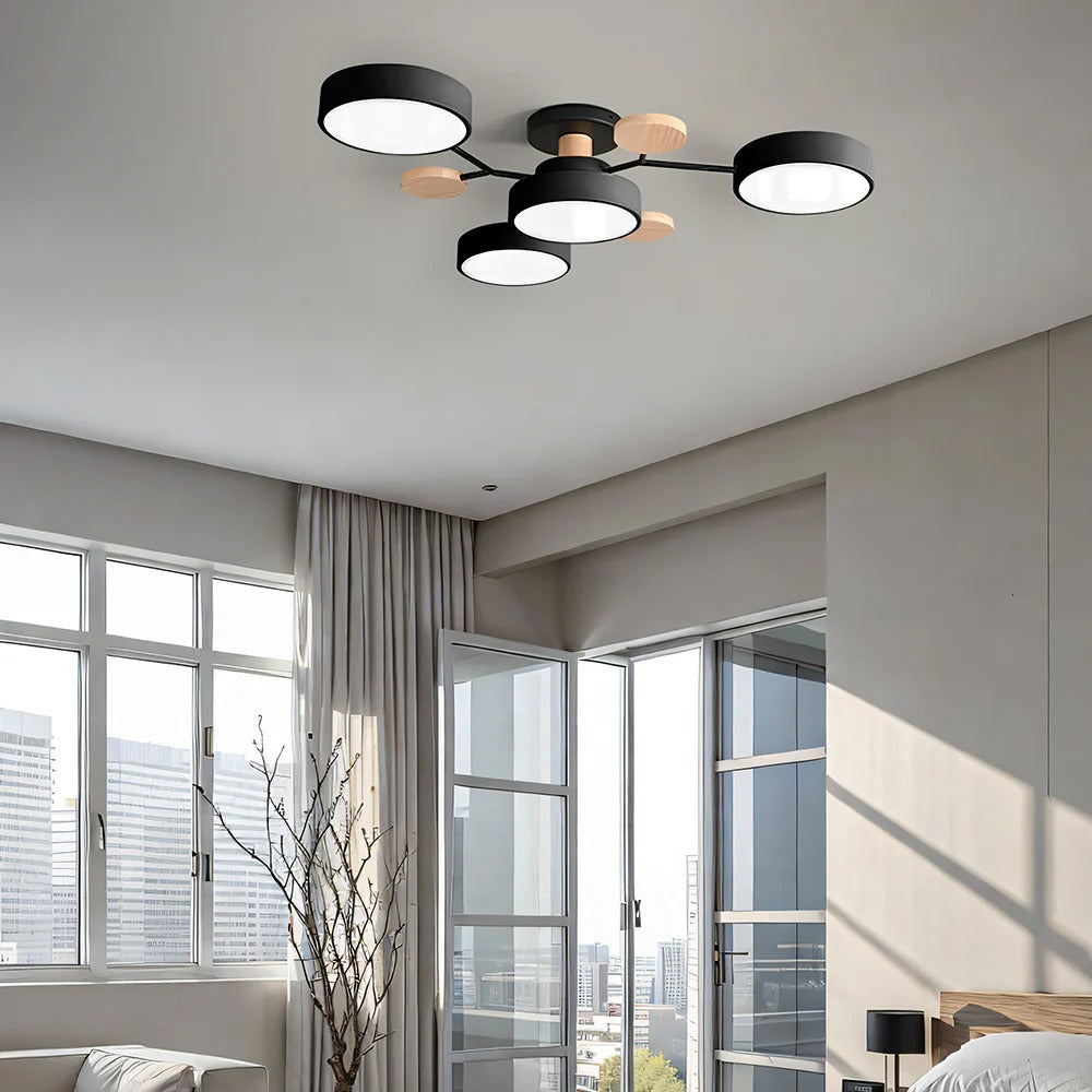 Stilvoller Runder LED-Kronleuchter Aus Eisen für Halbeinbau