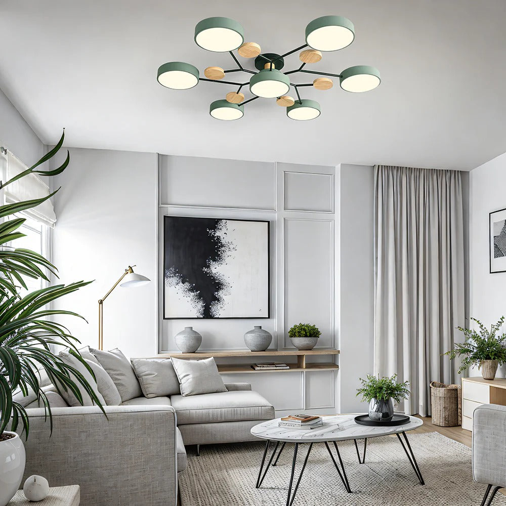 Stilvoller Runder LED-Kronleuchter Aus Eisen für Halbeinbau