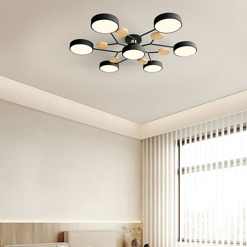 Stilvoller Runder LED-Kronleuchter Aus Eisen für Halbeinbau