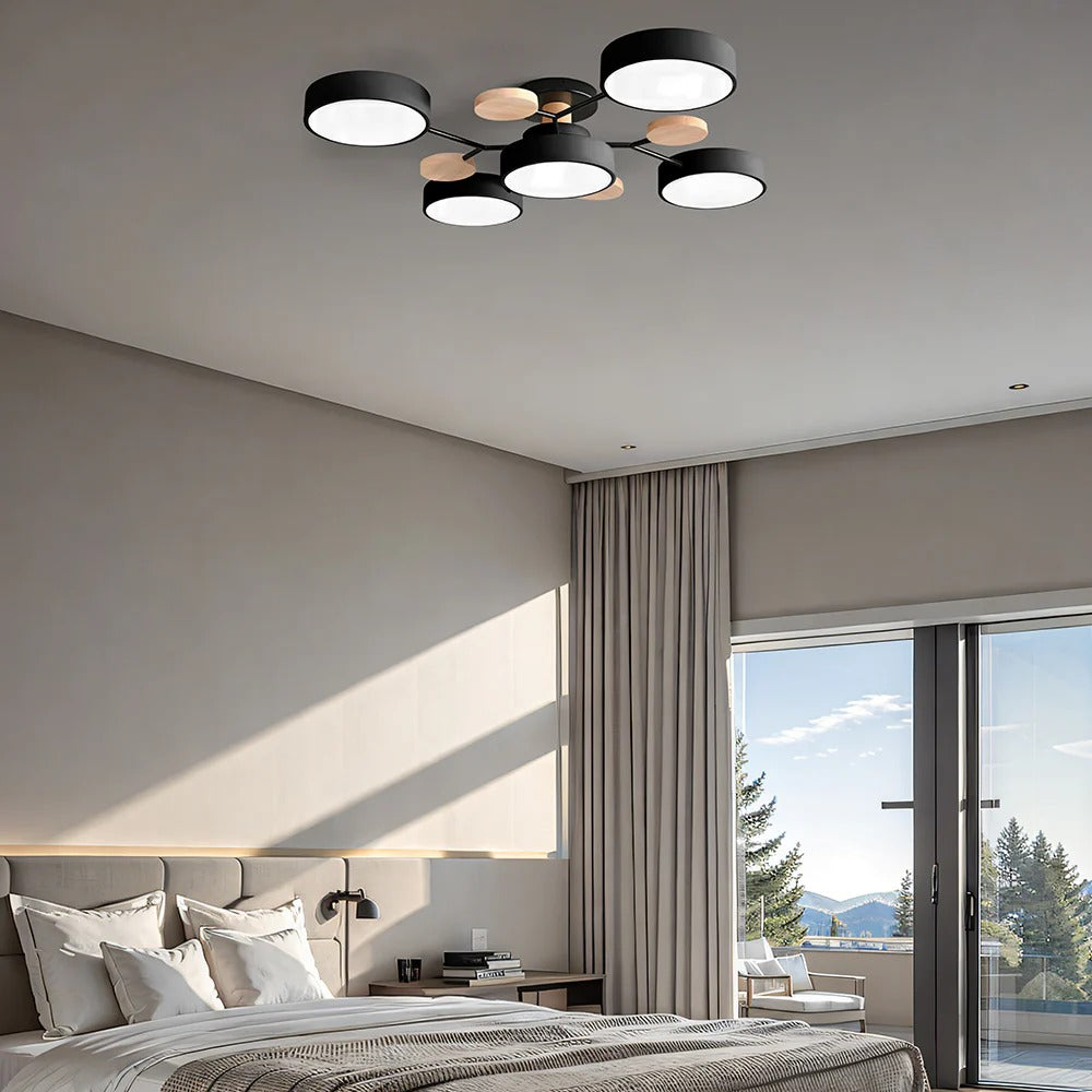 Stilvoller Runder LED-Kronleuchter Aus Eisen für Halbeinbau