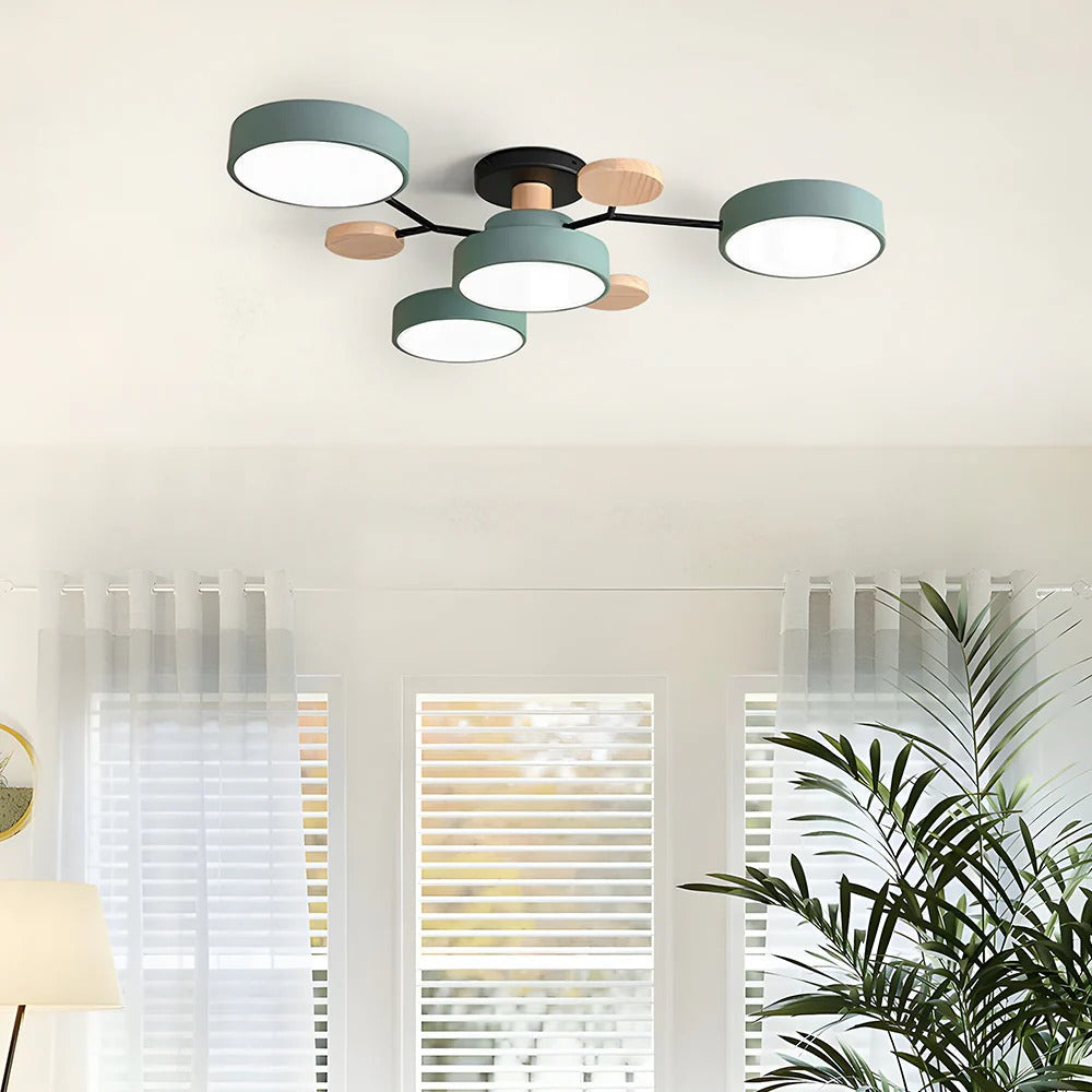Stilvoller Runder LED-Kronleuchter Aus Eisen für Halbeinbau