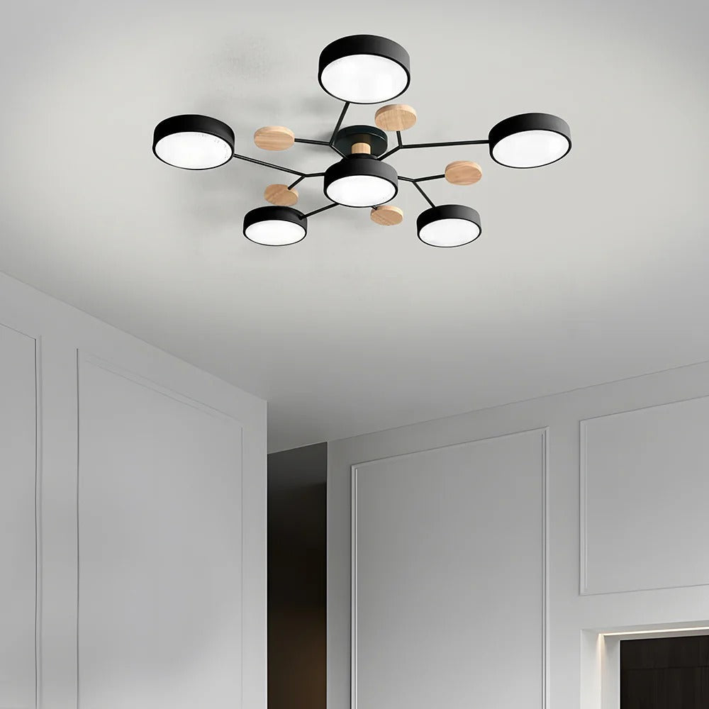 Stilvoller Runder LED-Kronleuchter Aus Eisen für Halbeinbau
