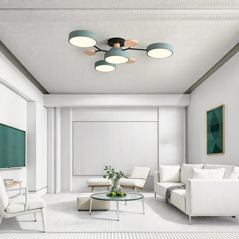 Stilvoller Runder LED-Kronleuchter Aus Eisen für Halbeinbau