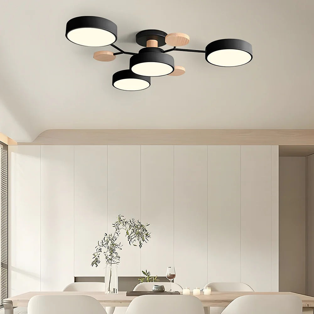 Stilvoller Runder LED-Kronleuchter Aus Eisen für Halbeinbau