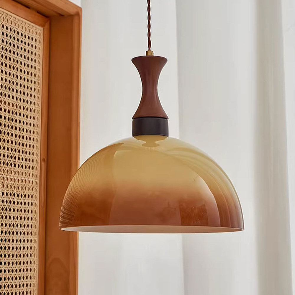 Bernsteinfarbene Glas-Pendellampe – Rustikales Retro-Design