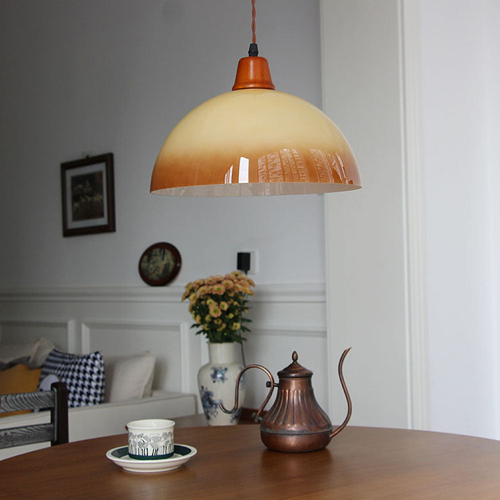 Bernsteinfarbene Glas-Pendellampe – Rustikales Retro-Design