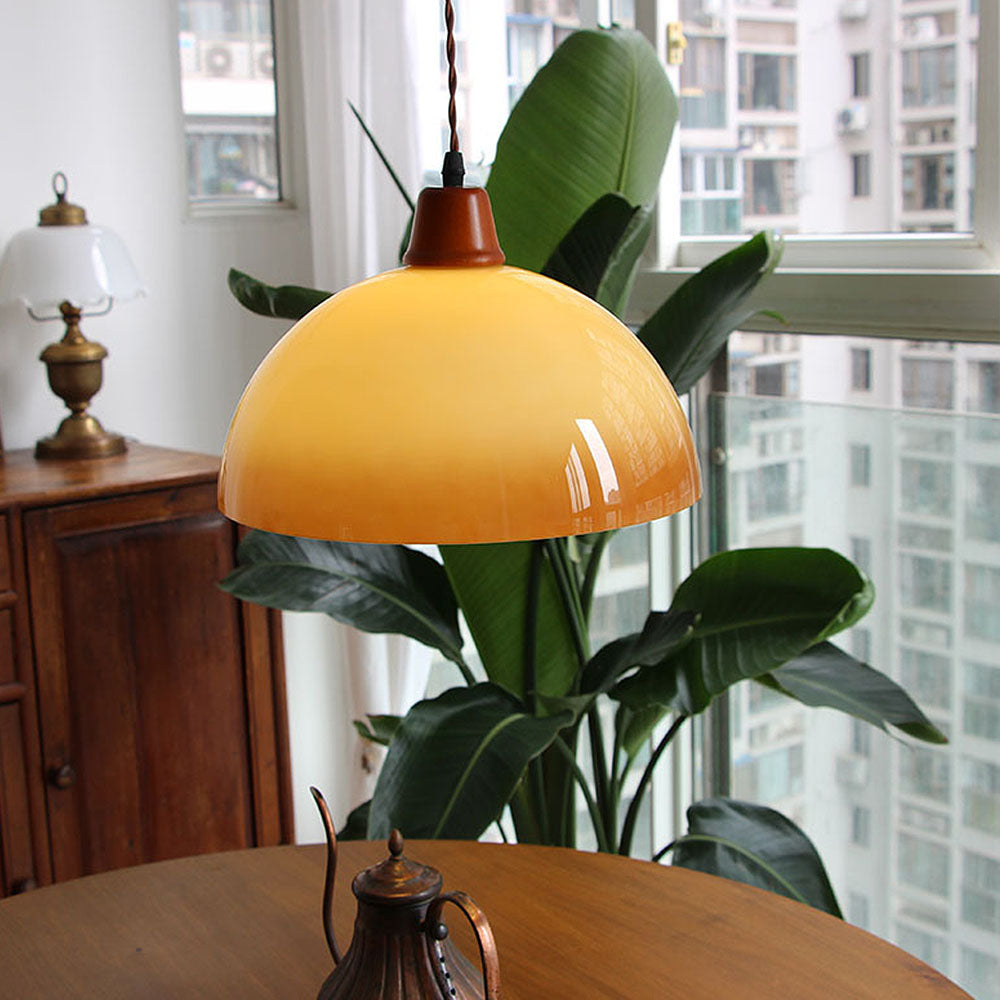 Bernsteinfarbene Glas-Pendellampe – Rustikales Retro-Design