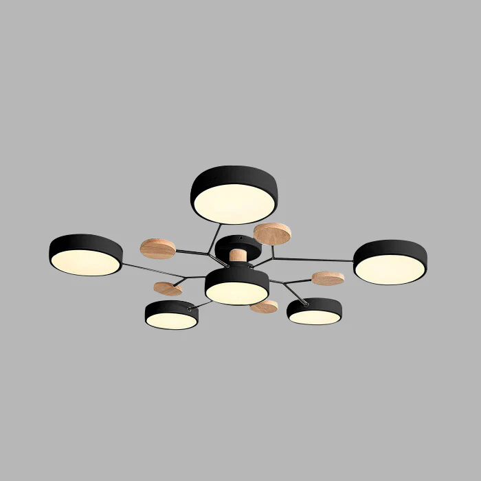 Stilvoller Runder LED-Kronleuchter Aus Eisen für Halbeinbau