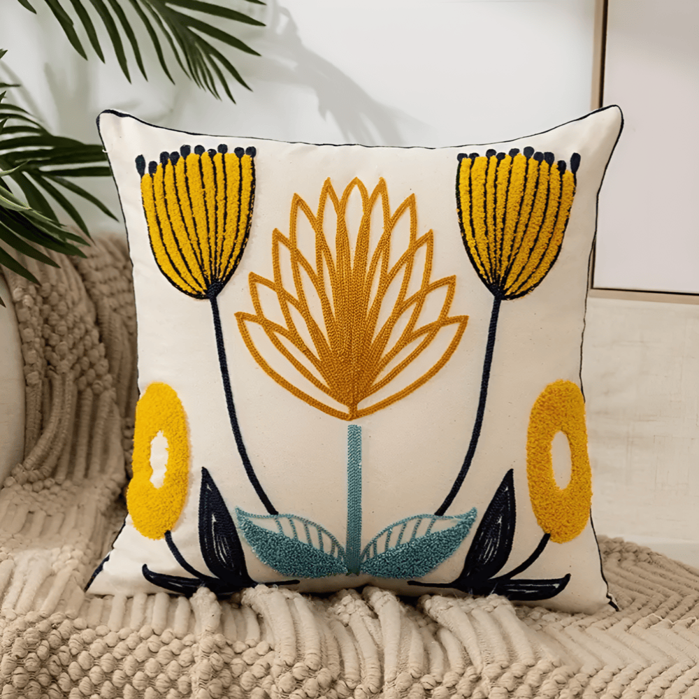 Kissenbezug mit Dekorativem Blumenstickdesign