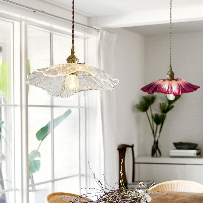 Moderne Glas-Pendelleuchte | Floralen Elementen