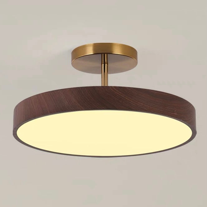 Halb Eingelassene Deckenlampe aus Holz mit Integrierter LED