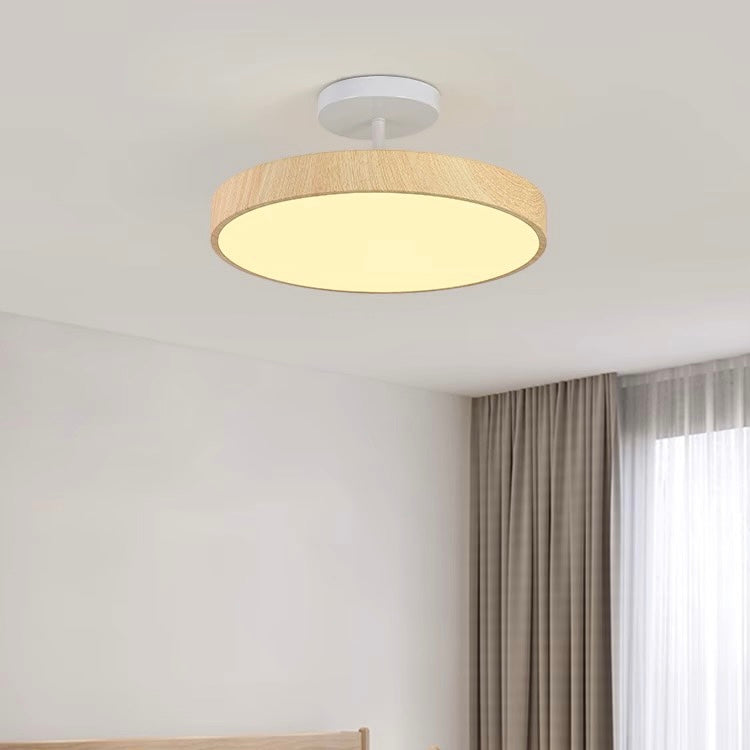 Halb Eingelassene Deckenlampe aus Holz mit Integrierter LED