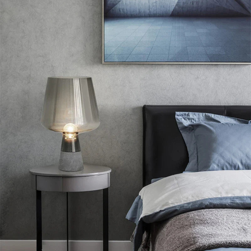 Keramik-Glas-Tischlampe im Mid-Century-Stil – Industrielles Design