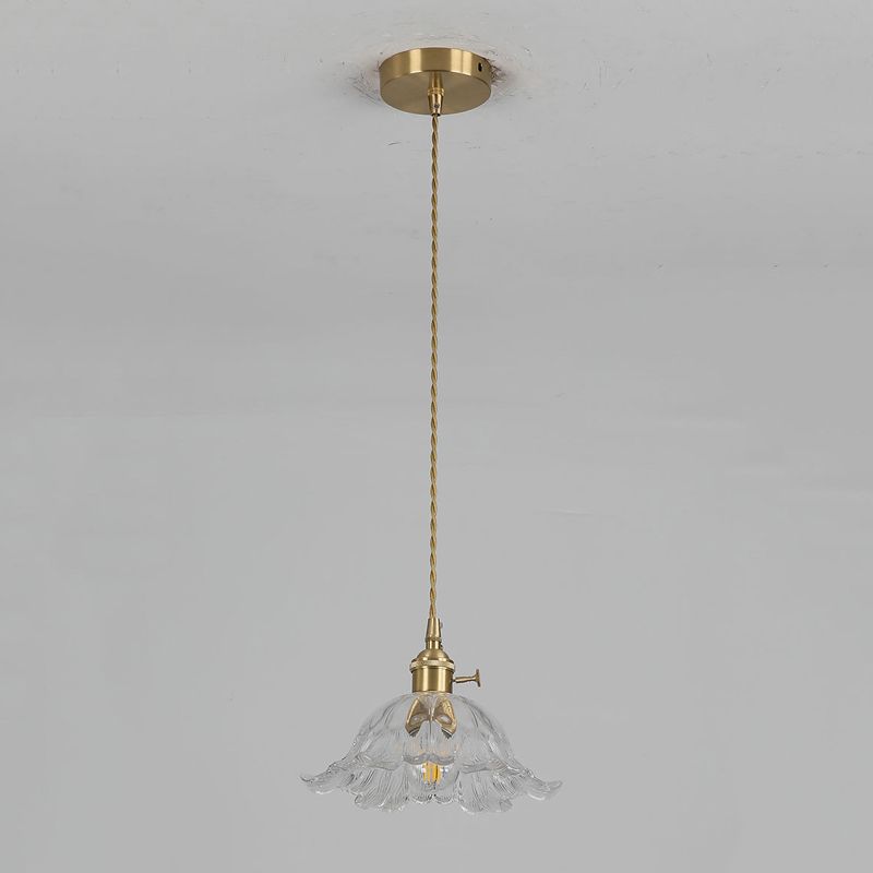 Glas-Pendelleuchte in Blumenform – Goldfarben