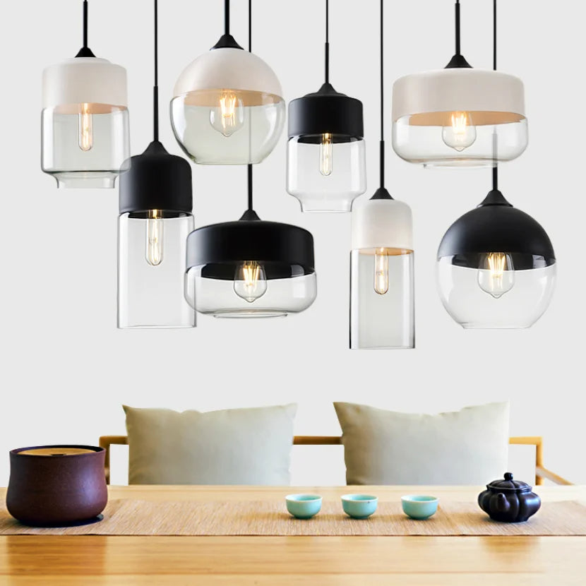 Glas‑Holz‑Pendelleuchte | Moderner Touch
