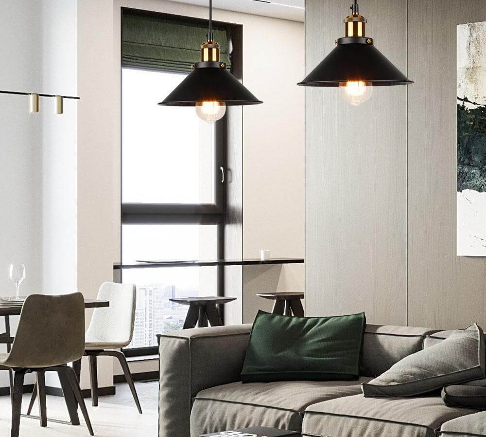 Kegelförmige Hängelampe aus Messing – Zeitlos und Modern