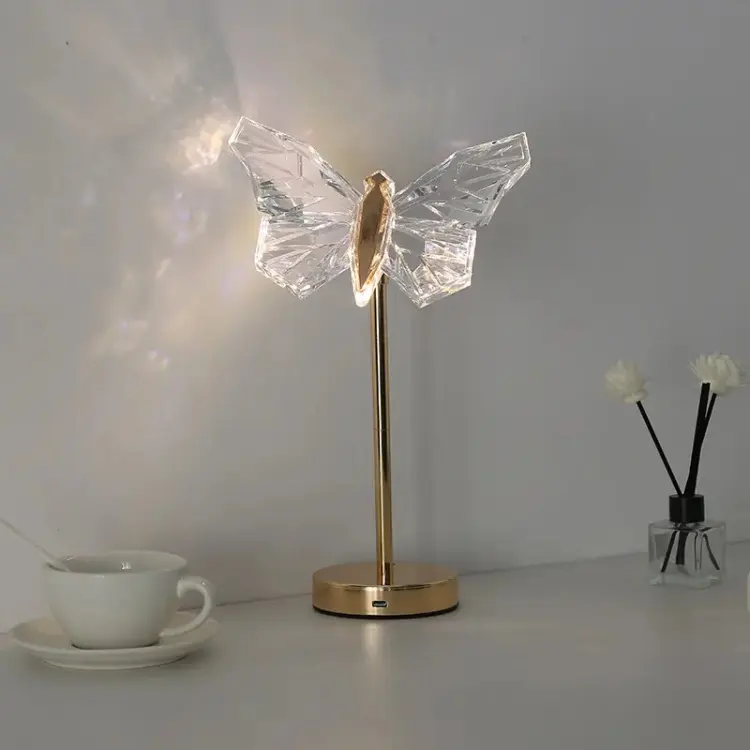 Leuchtende Kristall-Schmetterling LED-Tischlampe