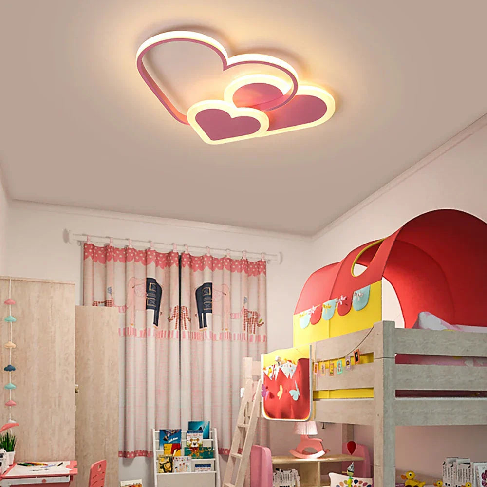 Kinderzimmer Deckenlampe Pink | LED Herz Design Mit Dimmer