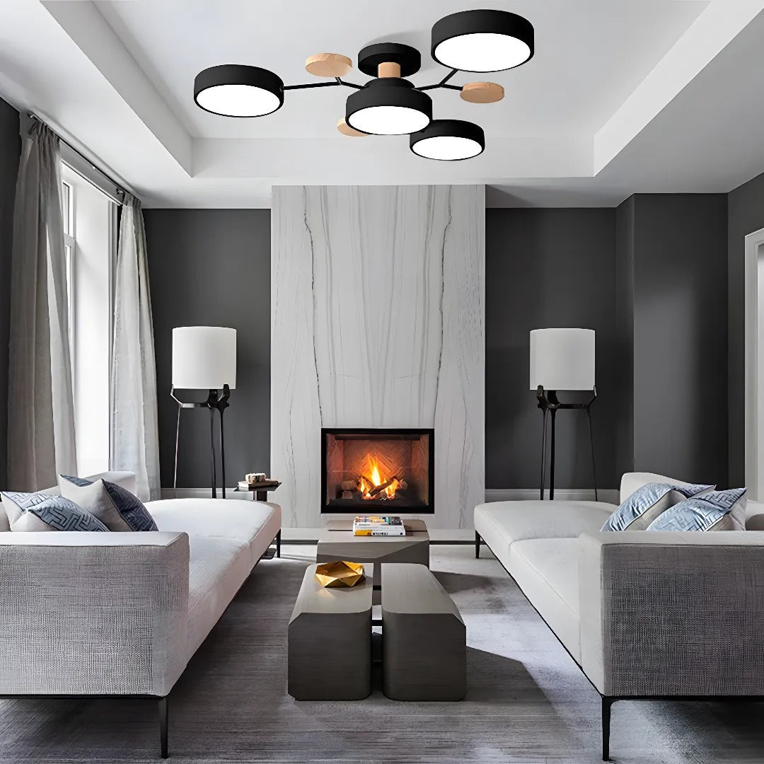 Stilvoller Runder LED-Kronleuchter Aus Eisen für Halbeinbau