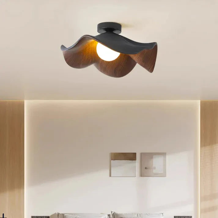 Lotus Holz & Harz LED Deckenlampe | Skandinavischer Stil