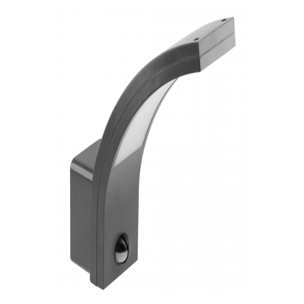 Gebogene LED-Wandlampe in Mattem Schwarz mit Bewegungsmelder