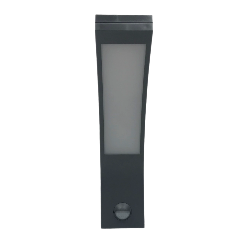 Gebogene LED-Wandlampe in Mattem Schwarz mit Bewegungsmelder
