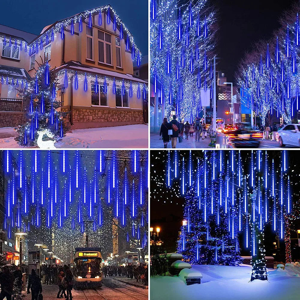 LED-Meteorschauer-Lichterkette – Wetterfest für Garten, Terrasse & Außenbereich