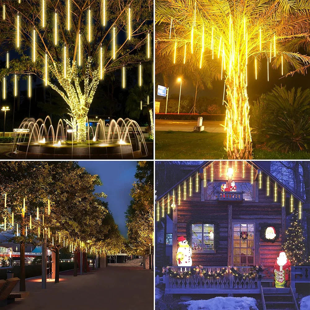 LED-Meteorschauer-Lichterkette – Wetterfest für Garten, Terrasse & Außenbereich