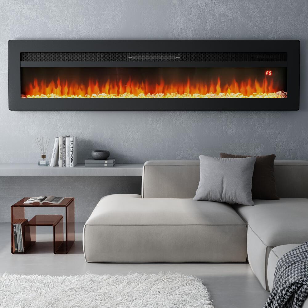 Wandmontierter Elektrokamin 40–60 Zoll, 9 Farben Flammeneffekt, 1800W, Schwarz Oder Weiß, Mit Montagezubehör