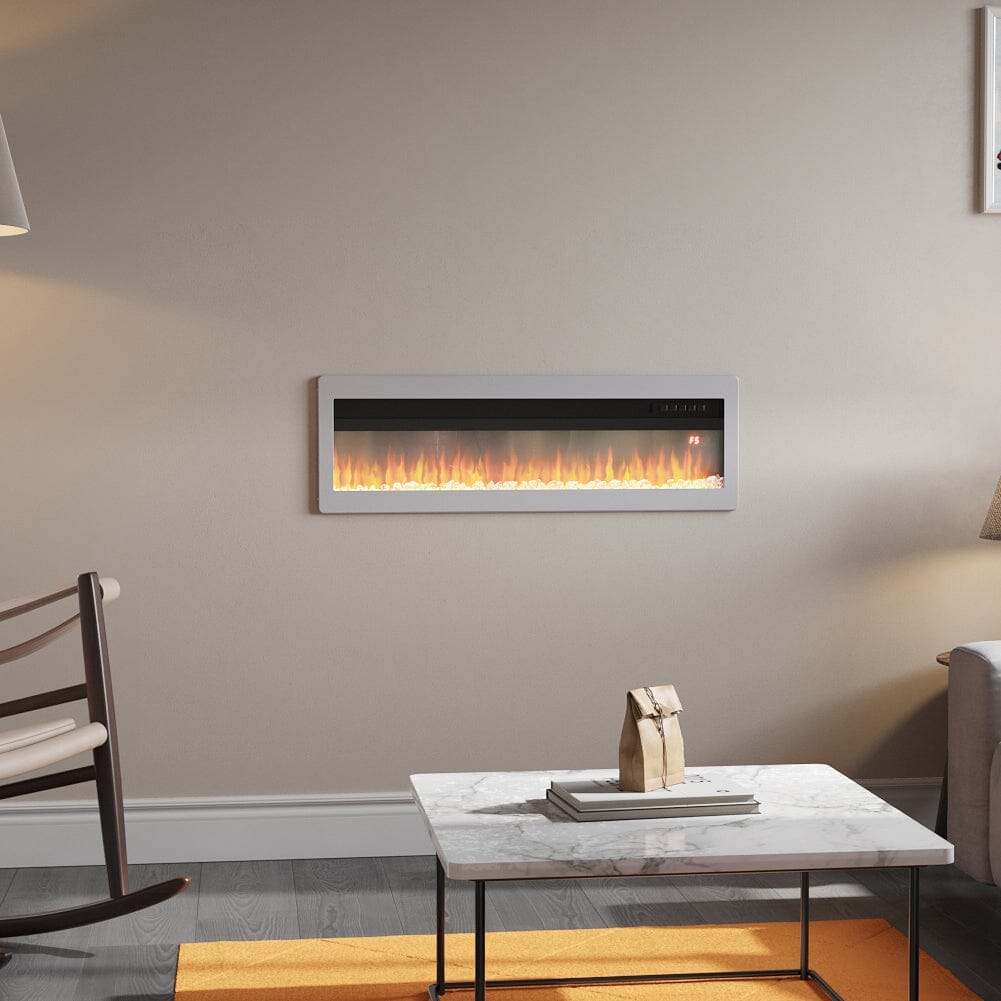 Wandmontierter Elektrokamin 40–60 Zoll, 9 Farben Flammeneffekt, 1800W, Schwarz Oder Weiß, Mit Montagezubehör
