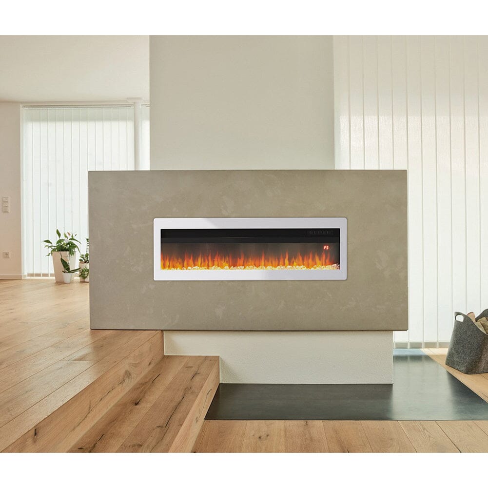 Wandmontierter Elektrokamin 40–60 Zoll, 9 Farben Flammeneffekt, 1800W, Schwarz Oder Weiß, Mit Montagezubehör