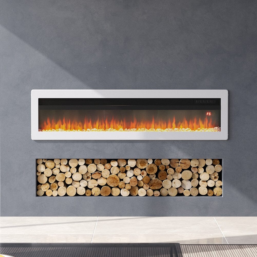 Wandmontierter Elektrokamin 40–60 Zoll, 9 Farben Flammeneffekt, 1800W, Schwarz Oder Weiß, Mit Montagezubehör