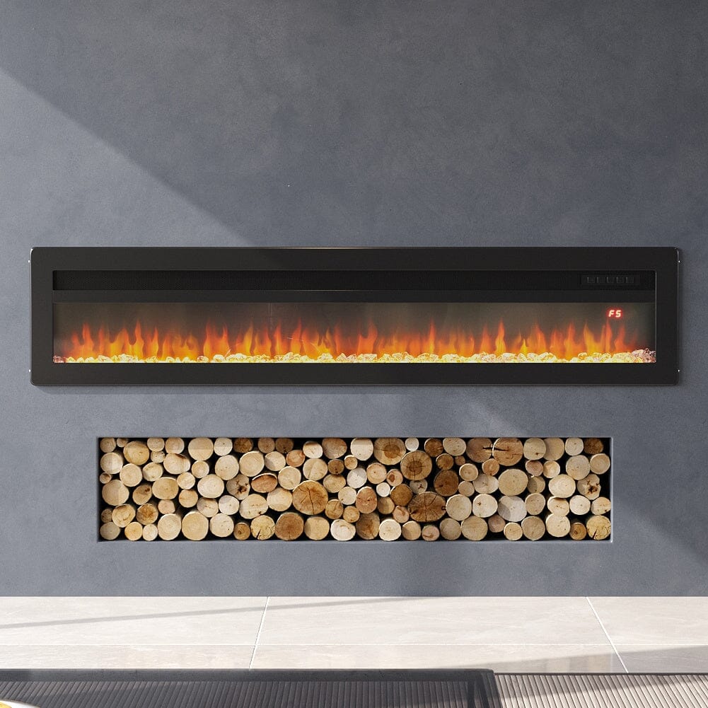 Wandmontierter Elektrokamin 40–60 Zoll, 9 Farben Flammeneffekt, 1800W, Schwarz Oder Weiß, Mit Montagezubehör