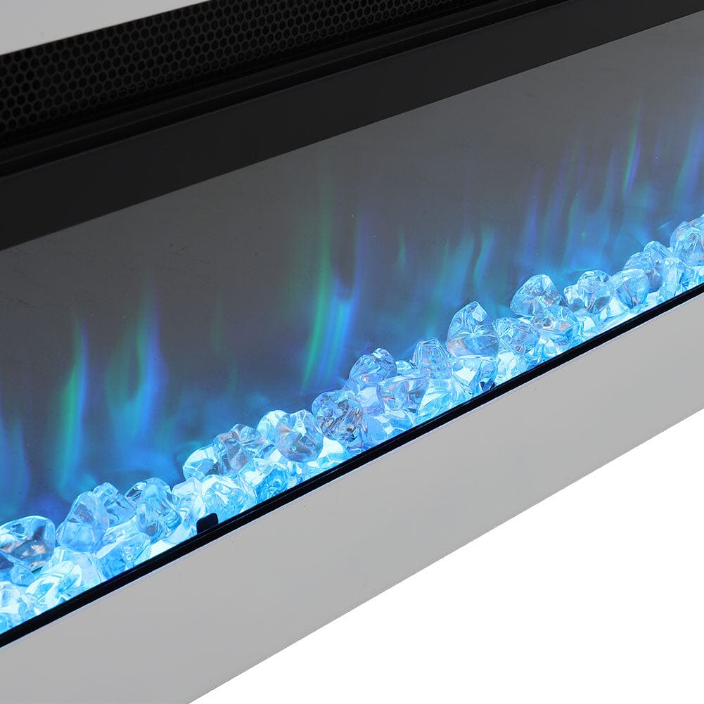 Wandmontierter Elektrokamin 40–60 Zoll, 9 Farben Flammeneffekt, 1800W, Schwarz Oder Weiß, Mit Montagezubehör