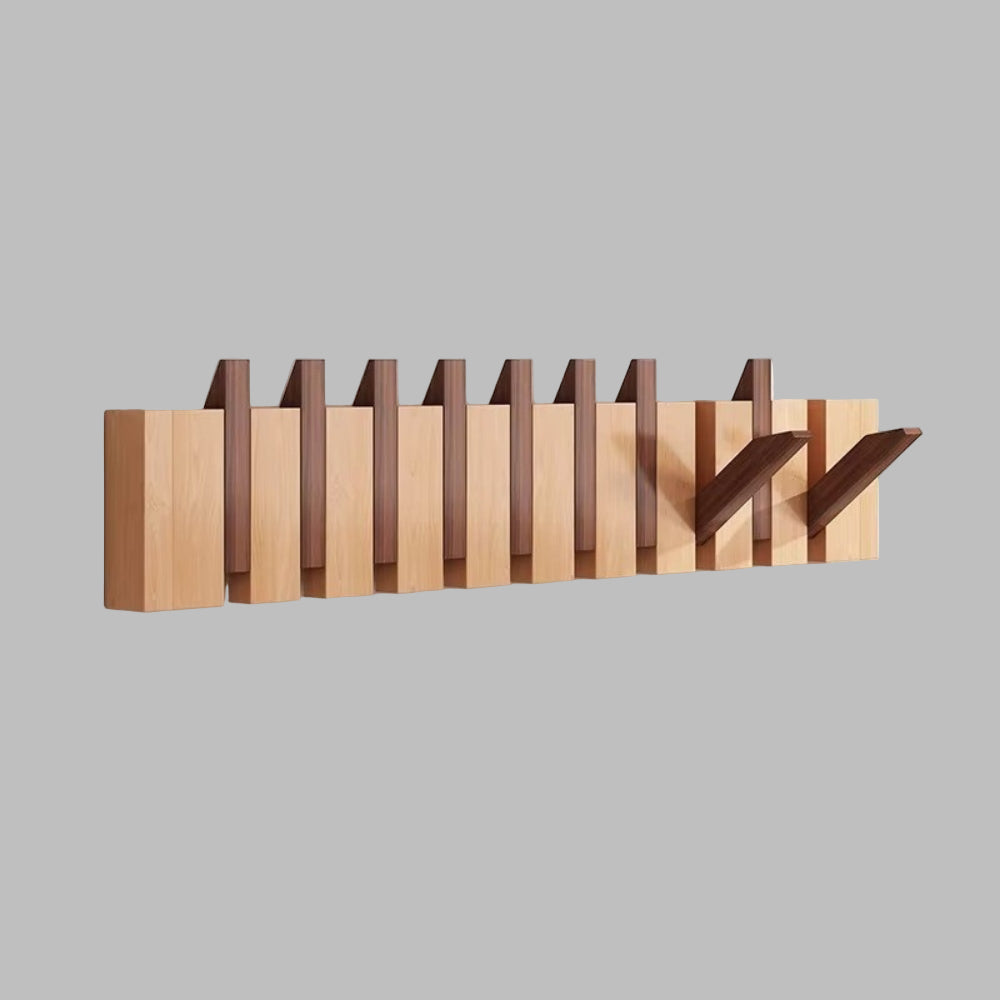 Wandgarderobe im Klavierstil – Klappbare Haken aus Holz