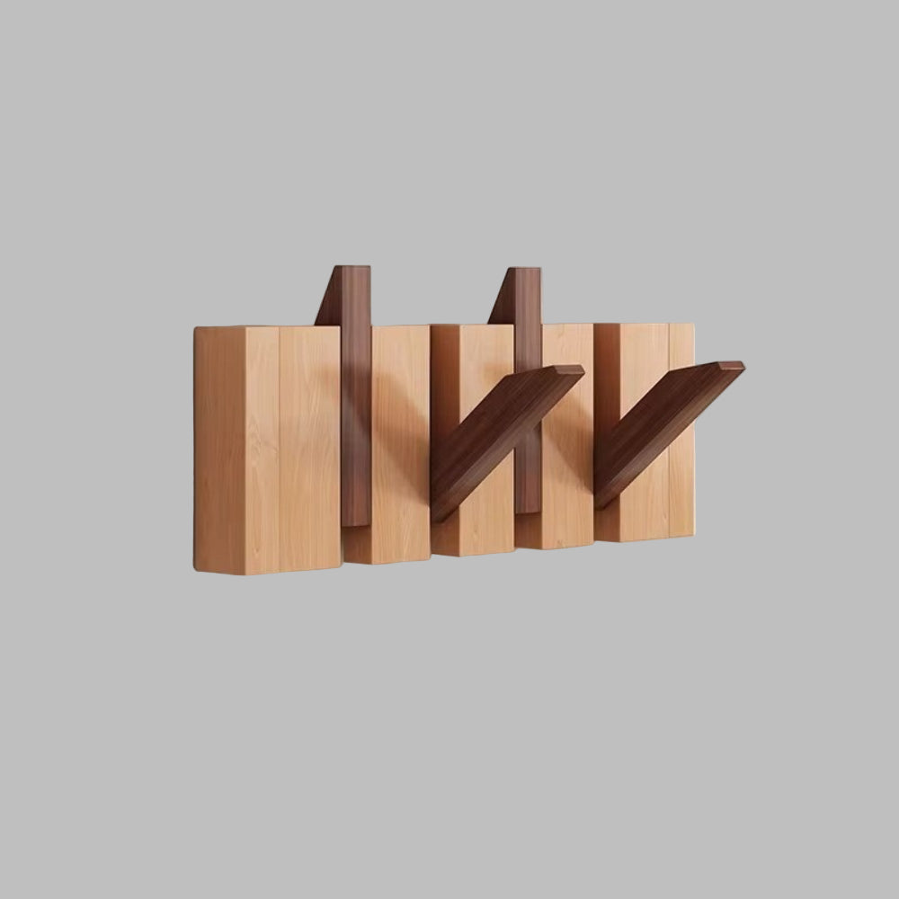 Wandgarderobe im Klavierstil – Klappbare Haken aus Holz