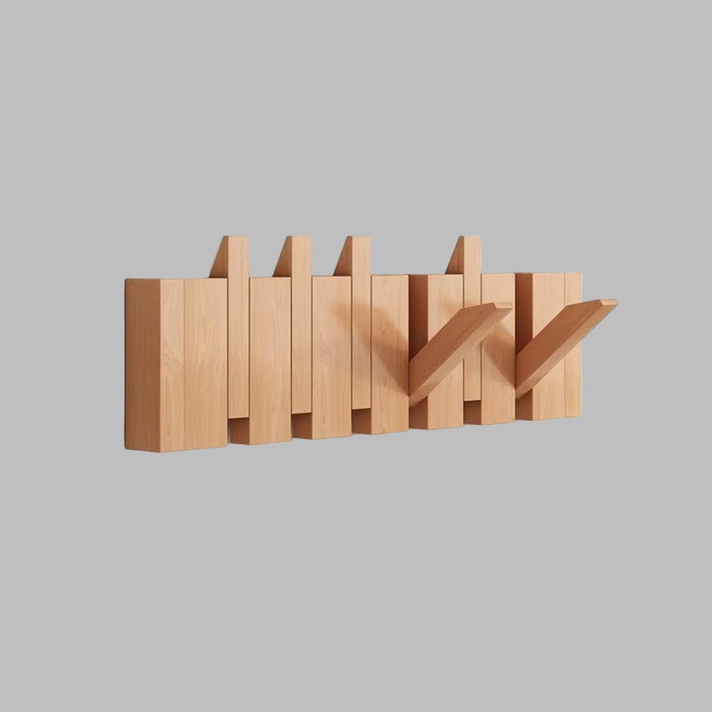 Wandgarderobe im Klavierstil – Klappbare Haken aus Holz